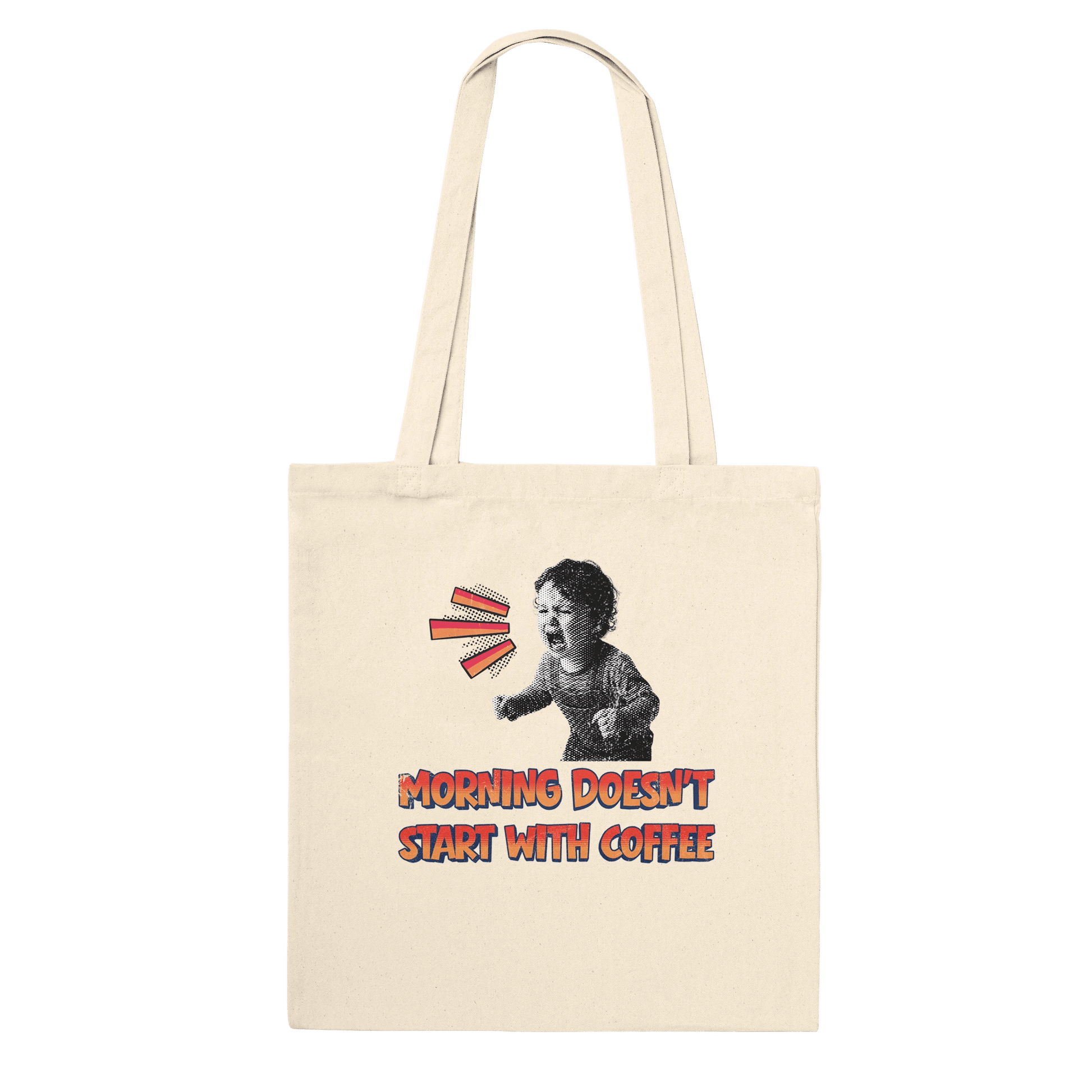 Morning Doesn't Start With Coffee" Retro Tote - Funny Parent Gift - Zoia Books