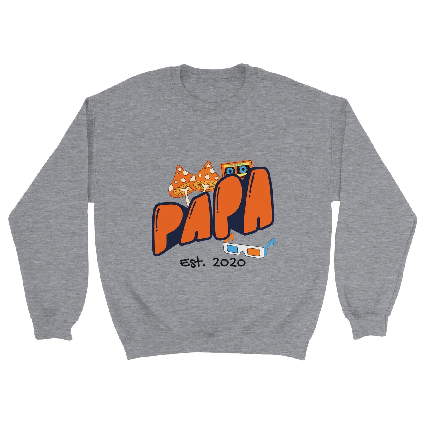 Personalized Papa Est. Sweatshirt - Custom Year, Retro 70s - Zoia Books