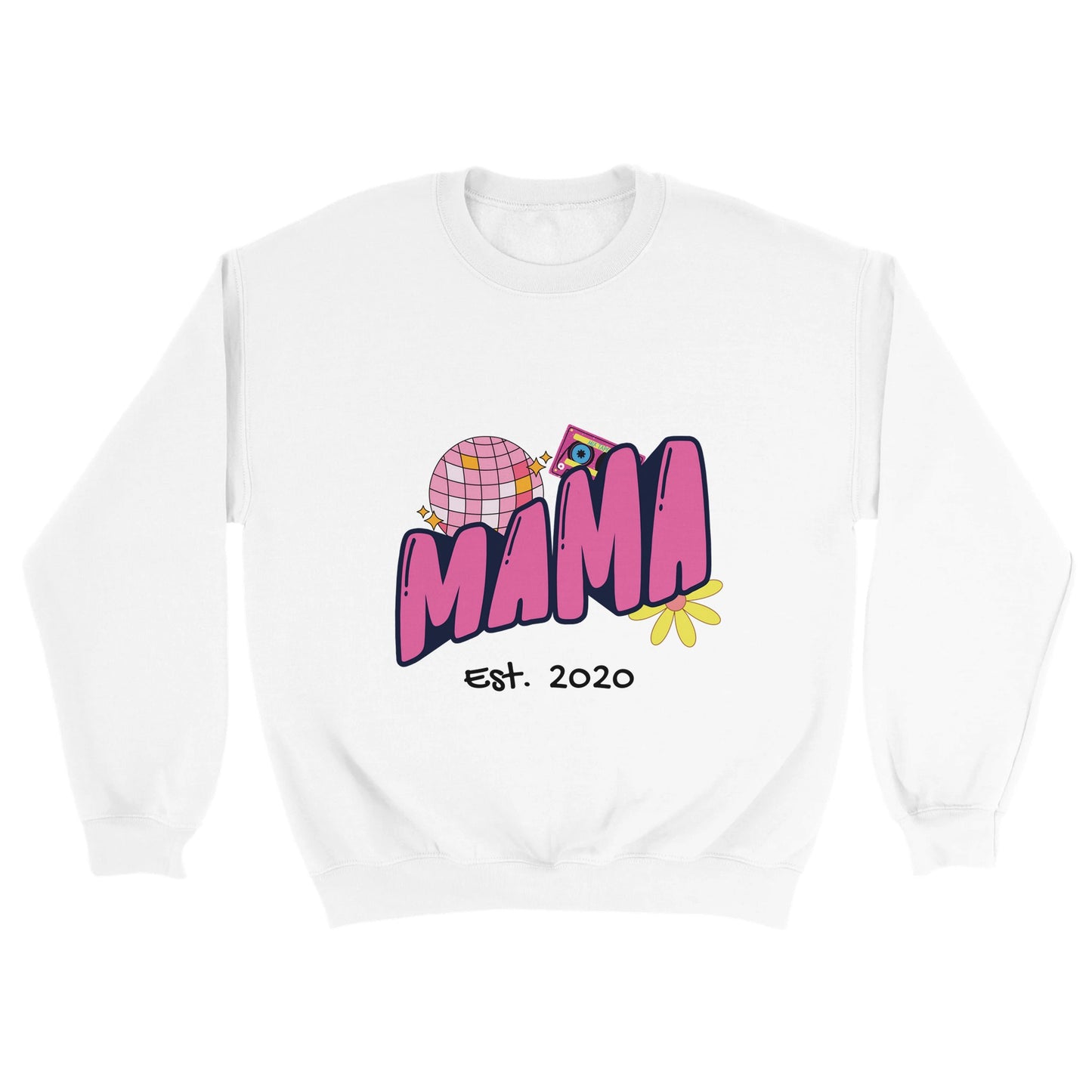 Personalized Mama Est. Sweatshirt - Custom Year, Retro 70s - Zoia Books