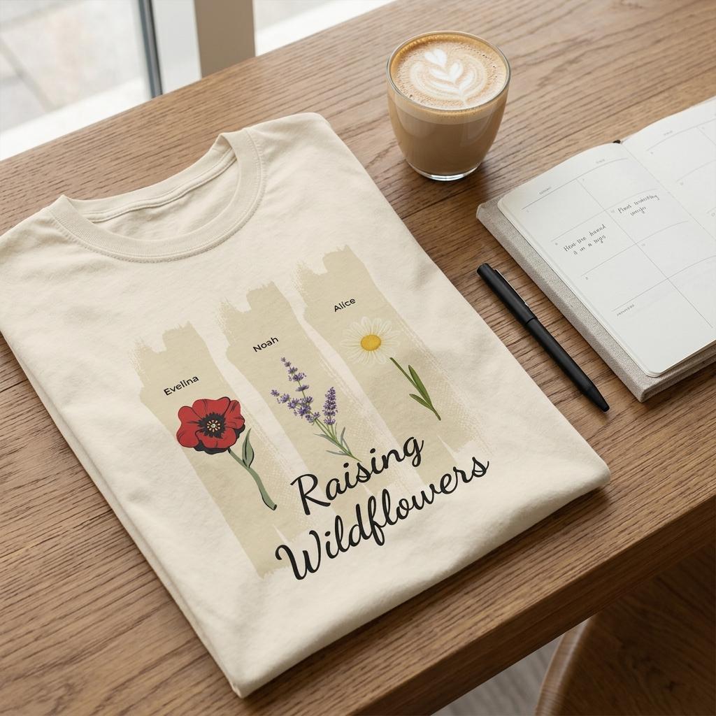 "Raising Wildflowers" Botanical T-Shirt - Wildflower Mom Gift - Zoia Books