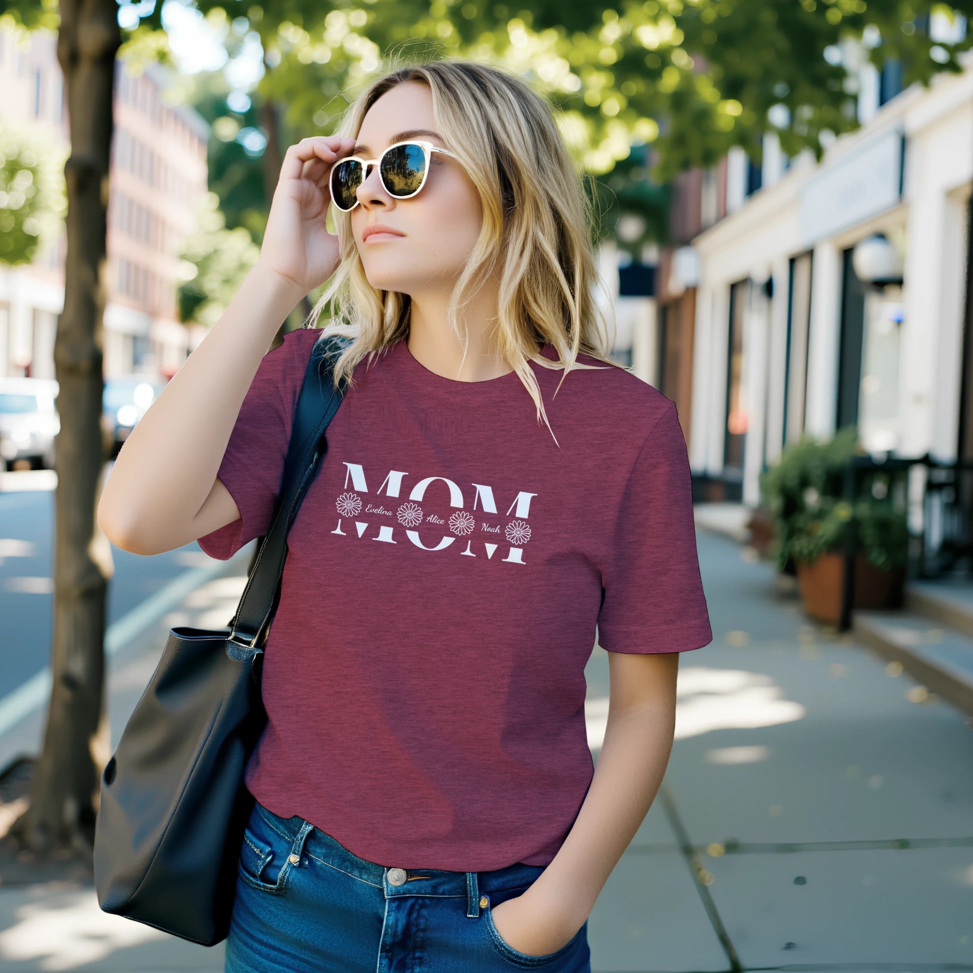 Personalized MOM T-Shirt with Kids Names - Custom Mom Tee - Zoia Books
