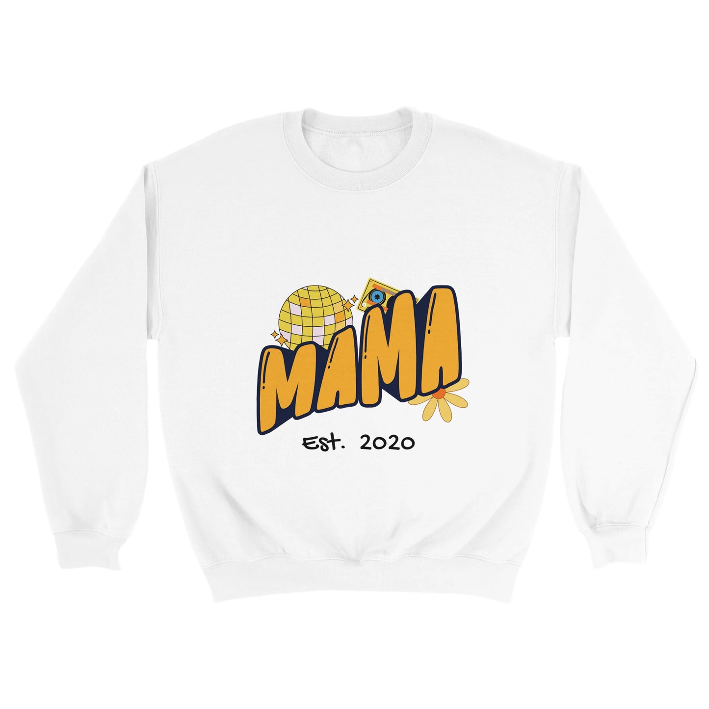 Personalized Mama Est. Sweatshirt - Custom Year, Retro 70s - Zoia Books