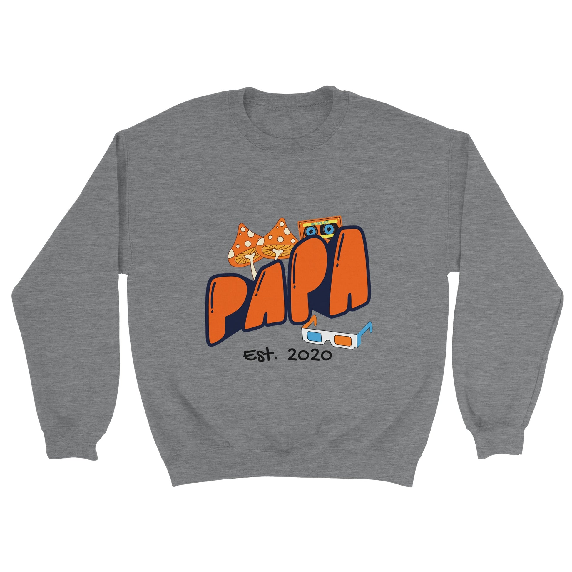 Personalized Papa Est. Sweatshirt - Custom Year, Retro 70s - Zoia Books