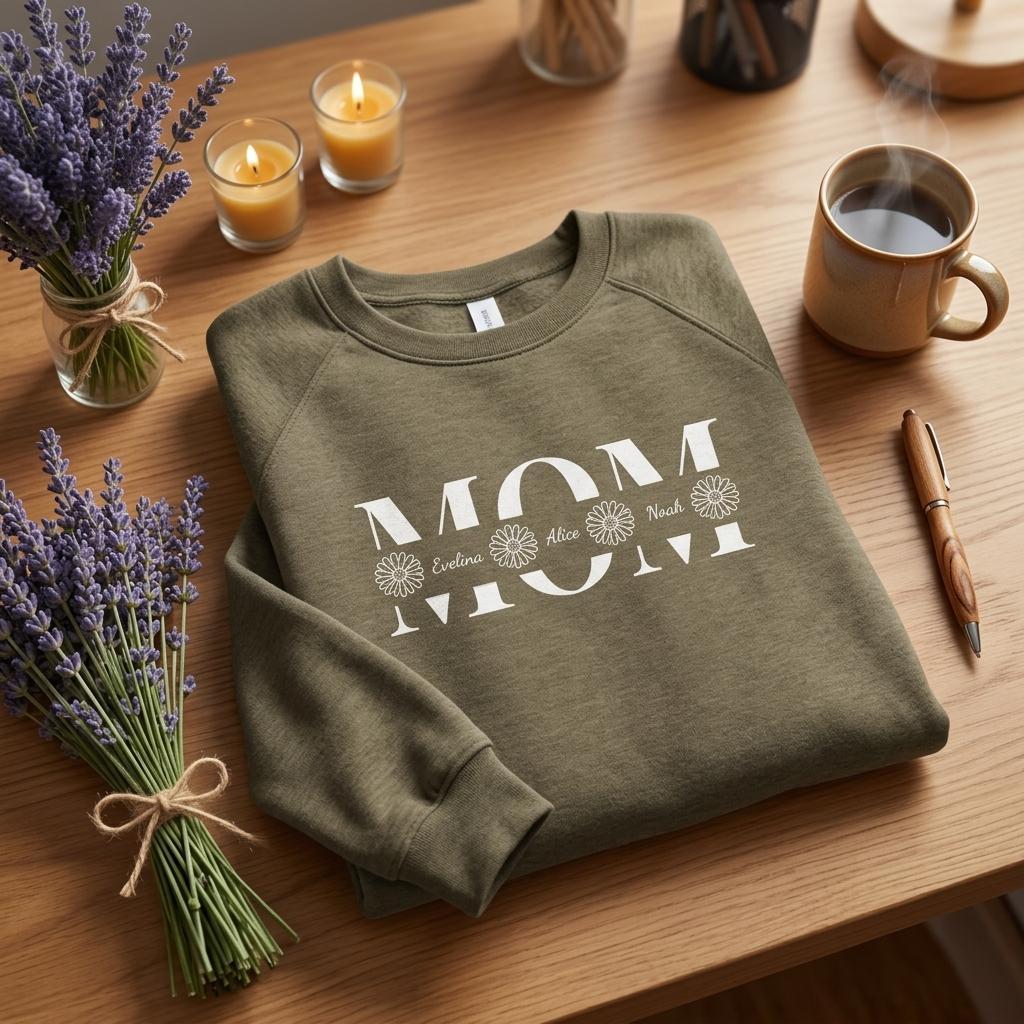 Personalized MOM Sweatshirt with Kids Names - Custom Mom Crewneck - Zoia Books