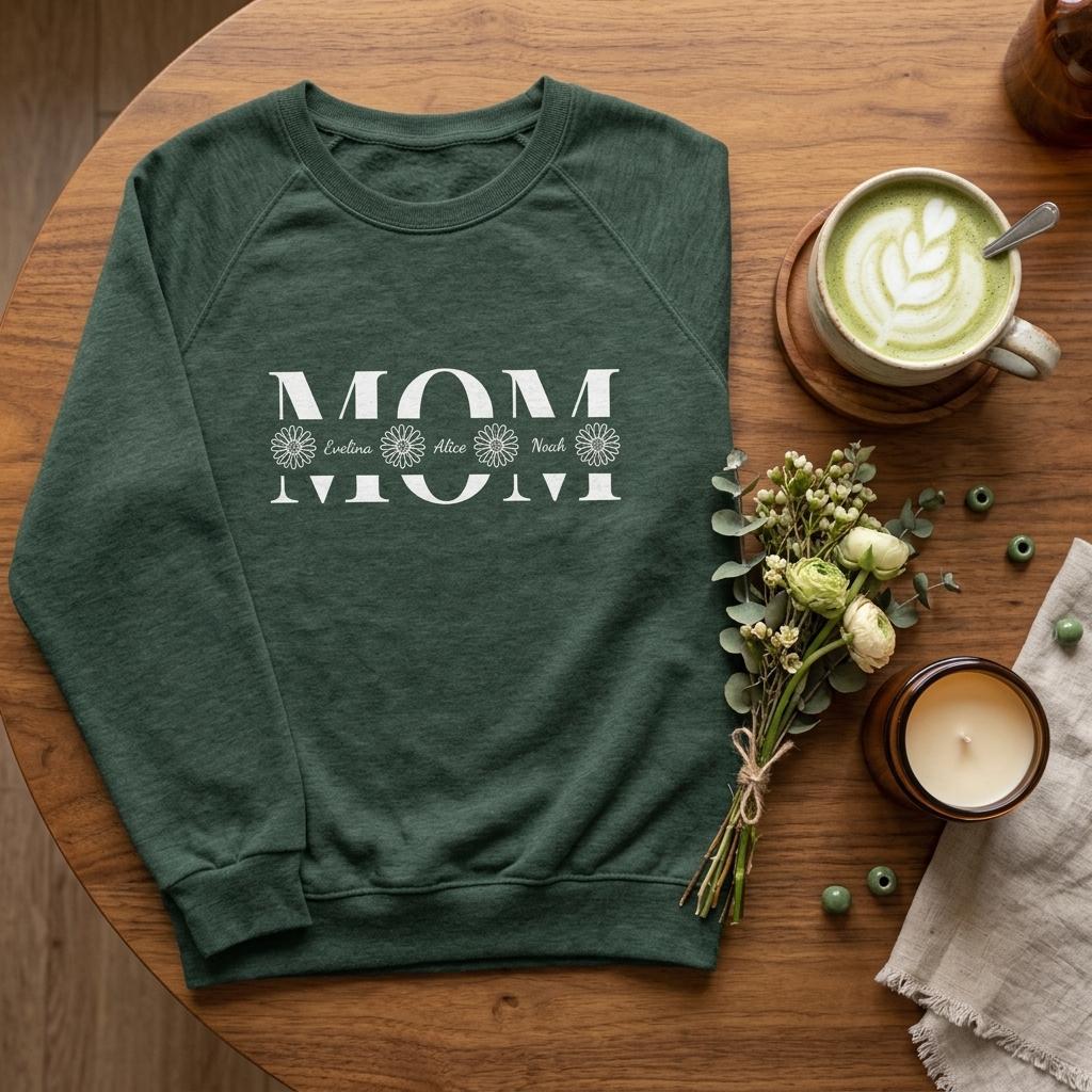 Personalized MOM Sweatshirt with Kids Names - Custom Mom Crewneck - Zoia Books